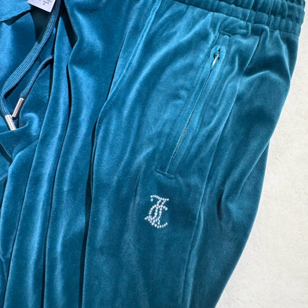 Juicy Couture OG Bling Velour Track Pants Size M Blue Y2K - Picture 9 of 14